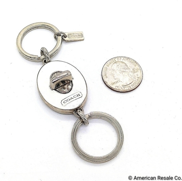 JUST IN! $98 COACH Vintage White Dual Fob Keychain Purse Charm Key ring-Rare - Picture 3 of 5